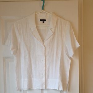 Quince White Short-Sleeve Linen Button-Down Shirt